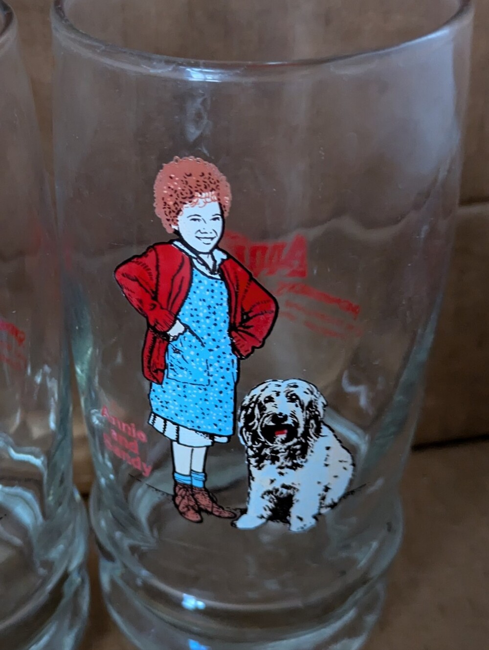 Little 0rphan Annie & Dog Sandy1982 Swenson Collector Glass Set 3